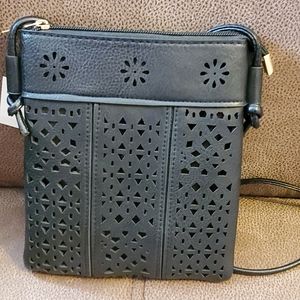Kara and Kate perforated crossbody bag black
